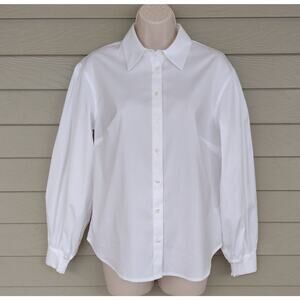 White House Black Market Womens White Long Sleeve Button-Up Shirt Size 4